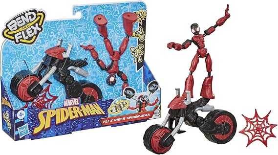 Marvel Bend and Flex, Flex Rider Spider-Man Action Figure Toy, 6-inch Flexible Figure and 2-in-1 Motorcycle for Kids Ages 4 and Up