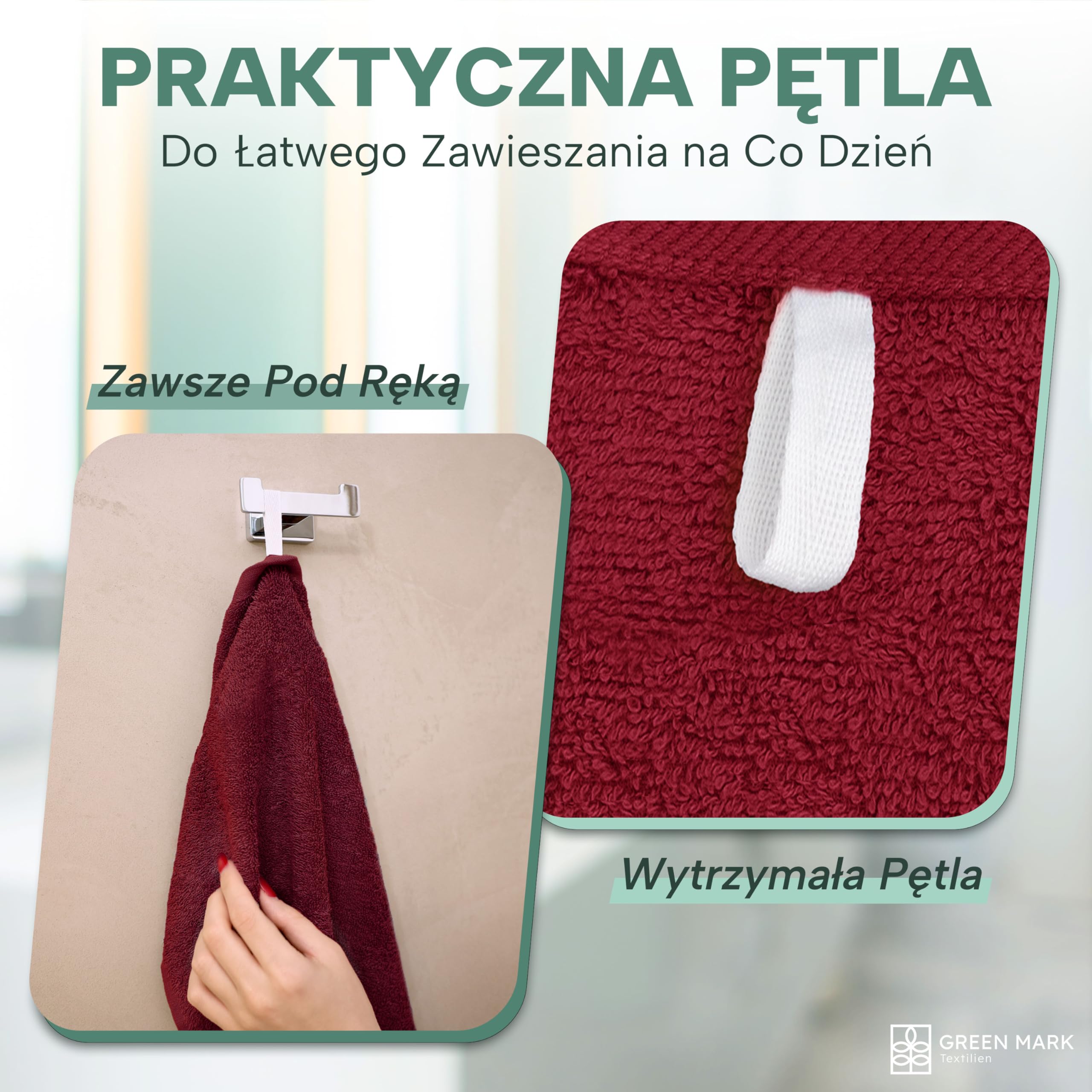GREEN MARK Ręczniki – Zestaw 8 Sztuk – 100% Bawełna, Miękkie i Wysoko Chłonne, Jakość Premium do Łazienki, Spa i Siłowni, 50 × 100 cm,
