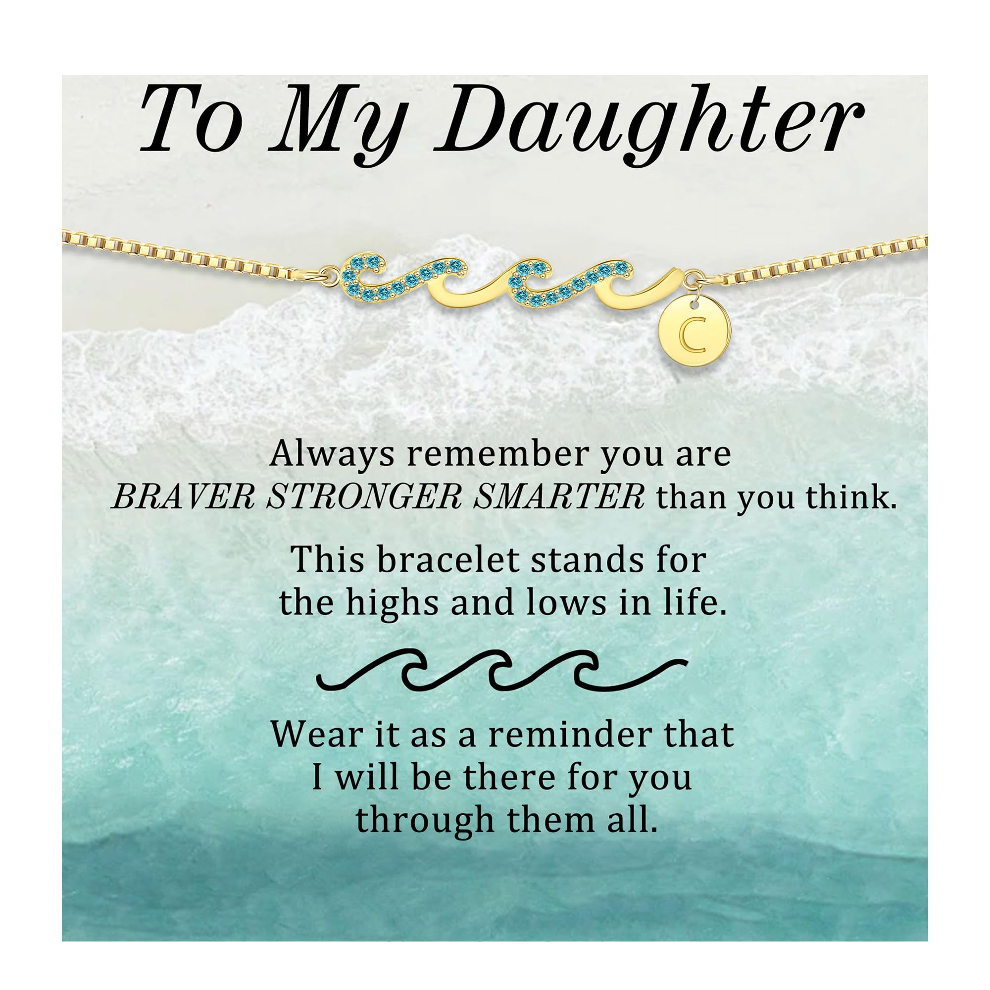 BTYSUNDainty Gold Bracelet with Initials, Gifts for Women Initial Bracelets for Women Mom Gift Teen Girl Gifts Trendy Stuff Wave Bracelet Grandma Graduation Gifts for Her 2024 Daughter Friend Letter A-Z