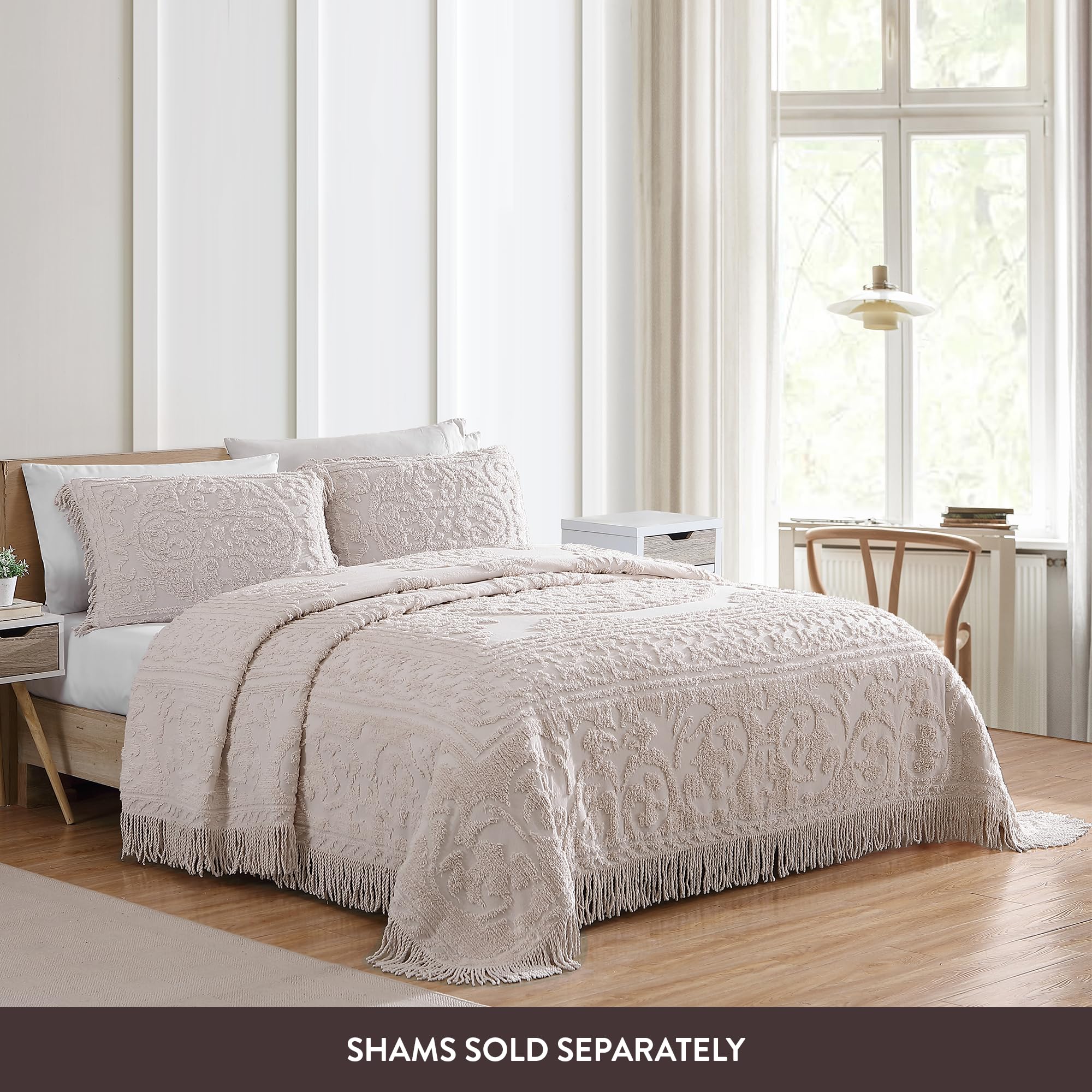 Beatrice Home Fashions Szenilowa narzuta na łóżko z medalionowym wzorem, do łóżek typu Queen Size, różowa (Blush)