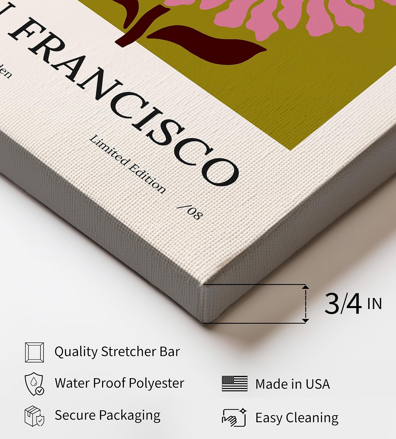 Poster Master Flower Market Canvas - San Francisco Print - Trendy Art - Chic Boho Floral Wall Design - California Flower Art - Aesthetic Living Room Wall Decor - 8x10 STRETCHED Canvas