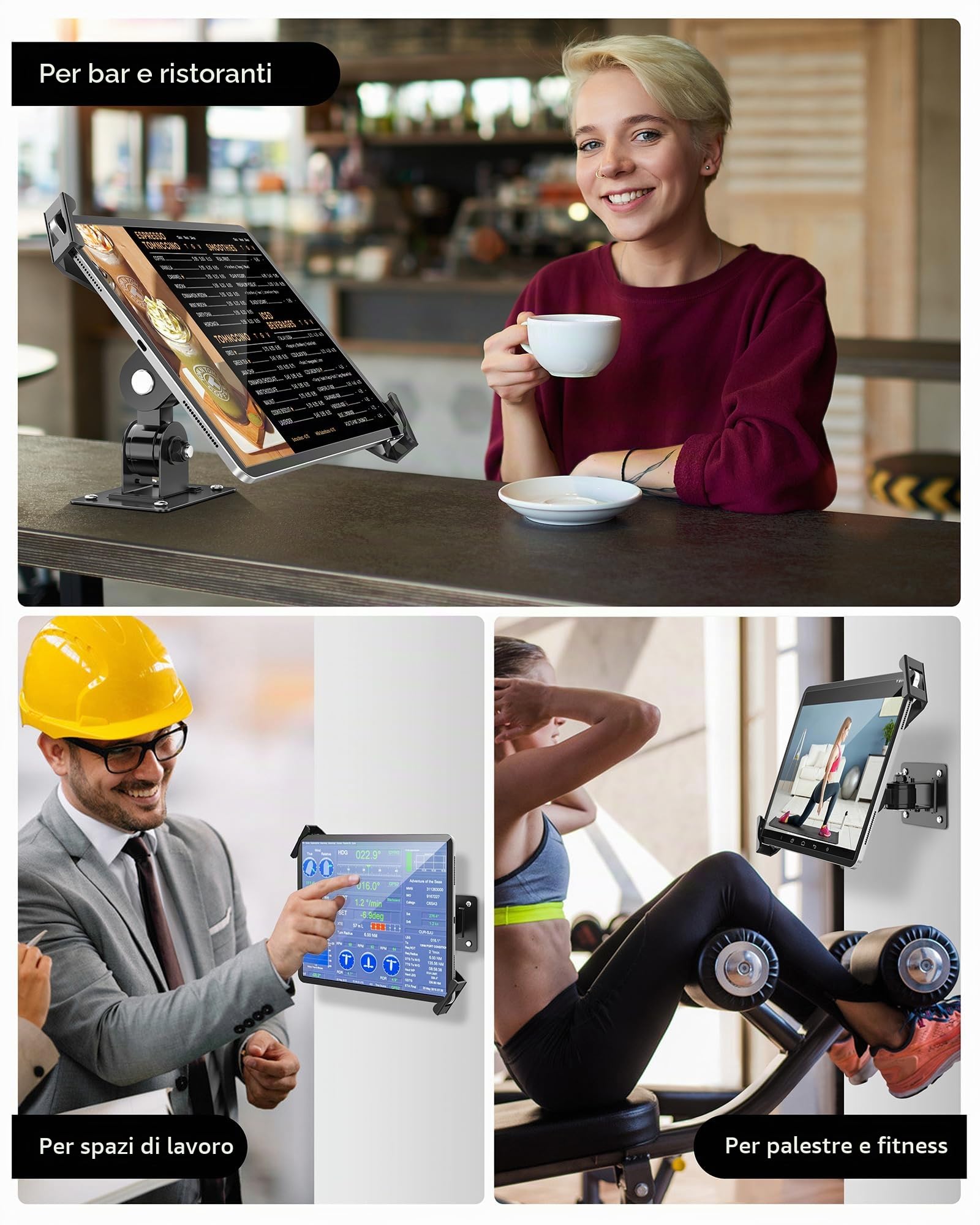 AboveTEK Supporto da Parete per Tablet - Per Tablet da 7-11 Pollici/iPad/Galaxy Tab/Slate/Fire e altro - Blocco e Chiave di Sicurezza Antifurto - Relogazione Verticale e Orizzontale