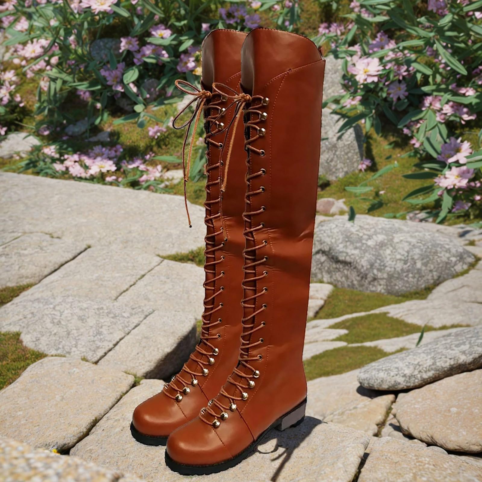 Botas de Invierno Mujer Botas clásicas con Cordones para Mujer Zapatos con Punta Redonda y tacón bajo para Exteriores Occidentales