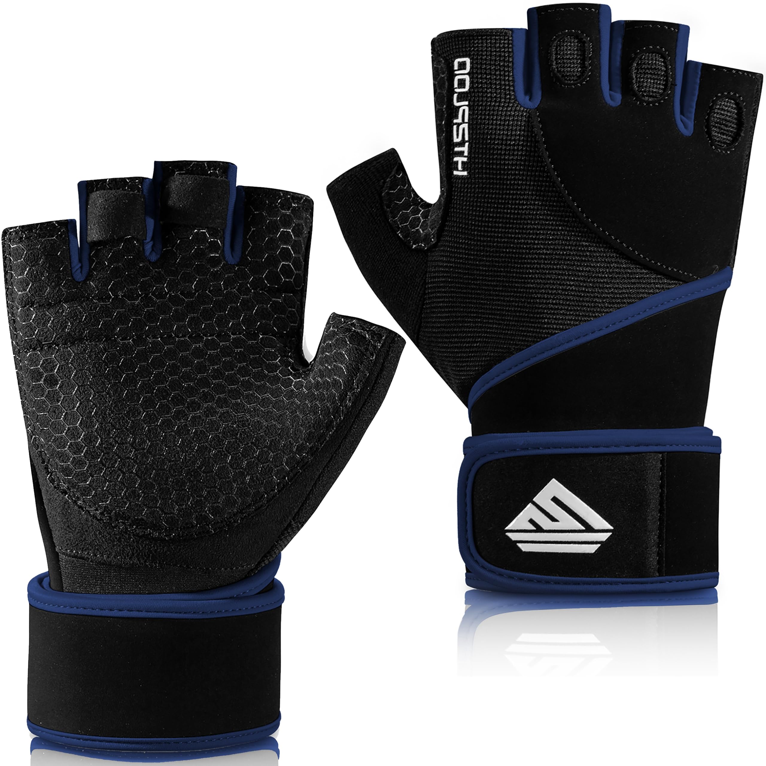 Guantes de entrenamiento, guantes de gimnasio, guantes de levantamiento de pesas para hombres y mujeres con almohadilla completa en la palma, soporte fuerte para muñequeras, agarre mejorado