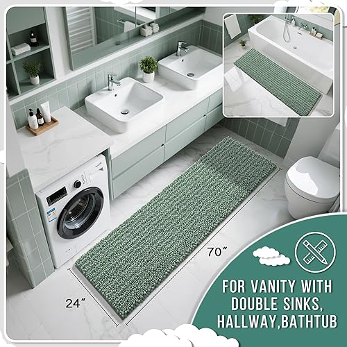 Miniatura 730 de Yimobra - Tapete de baño largo de felpilla, grande de 55.1 x 24 pulgadas, microfibra gruesa, absorbente, extrasuave, antideslizante, peludo, lavable