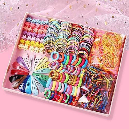 Juego de 240 lazos para el cabello con cuerda elástica multicolor para niña pinzas para el cabello pinzas para el cabello juego de pinzas para el