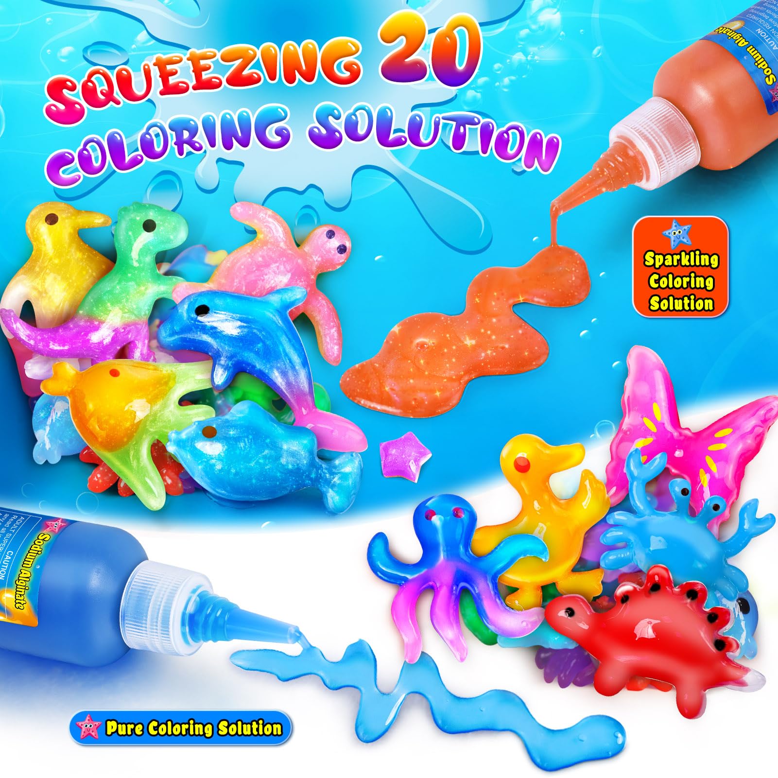 Kit Magic Water Elf - 20 Gels Aqua Colorés, DIY Activités Manuelles Enfants - Création De Lutins, Expérience Scientifique
