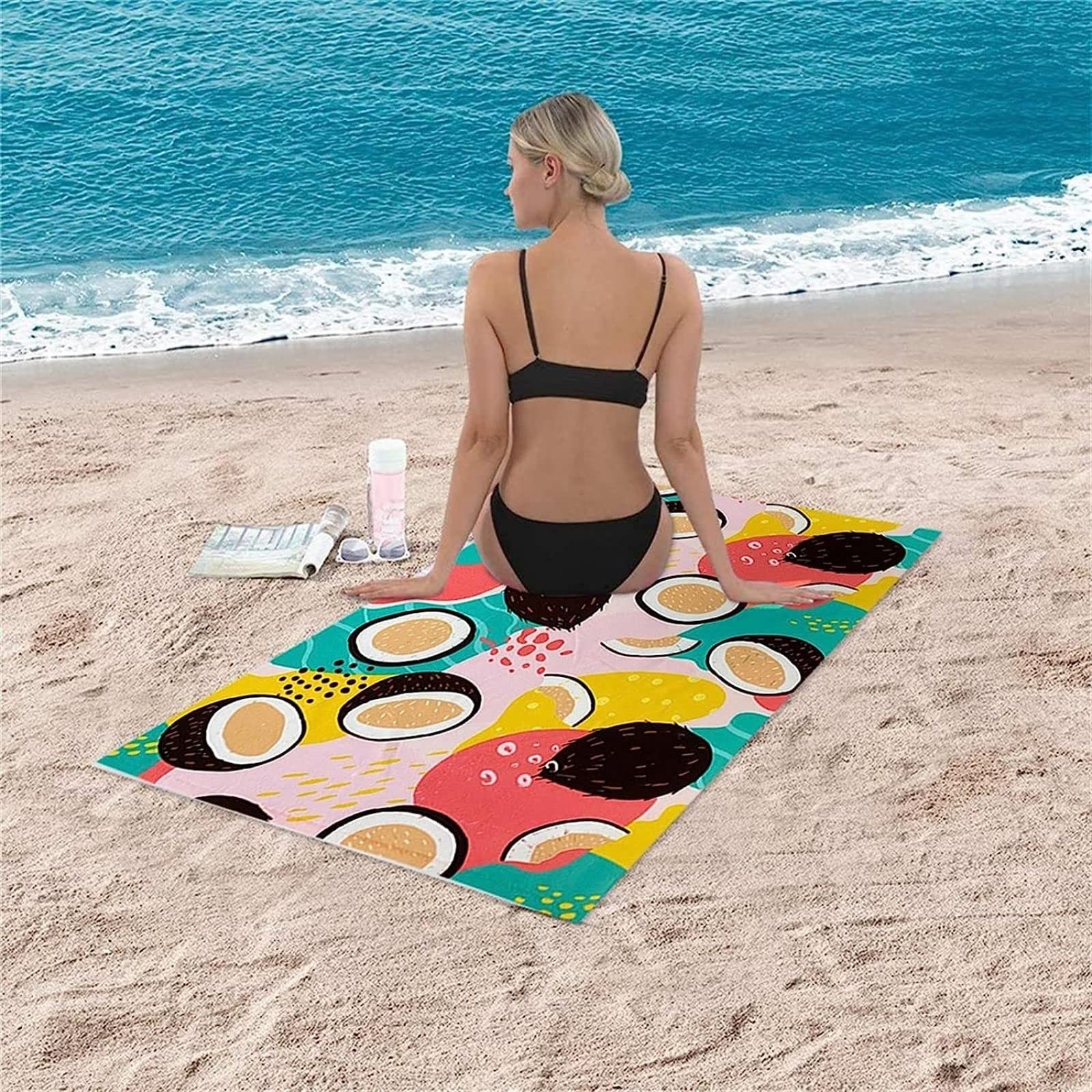 KATATI Cocco Tropicale Telo Mare Grande, Microfibra Asciugamano da Spiaggia, Teli Mare Cocco Tropicale, Asciugatura Rapida Antisabbia Adulti Teli Mare per Nuoto Campeggio 3D Telo Mare 200x200 cm