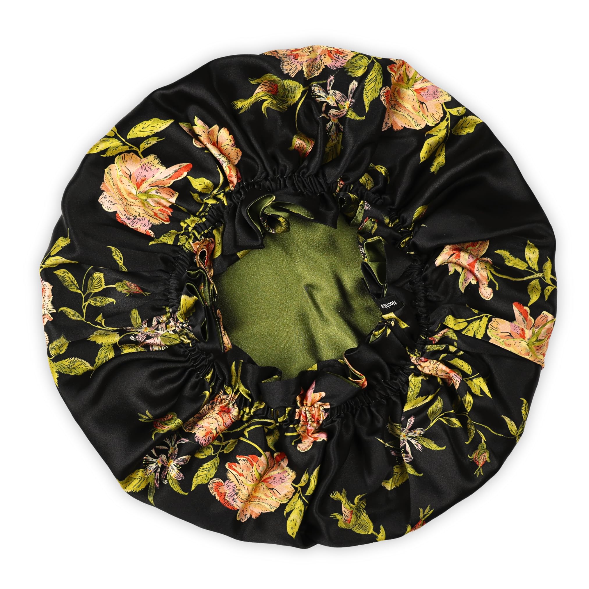 100% Mulberry Silk Bonnet for Sleeping Women - Handmade in USA 19 Momme Double Layer Reversible Silk Hair Wrap, Non-Slip Bonnet for Curly & Natural Hair, Luxury Hair Protection While Sleeping (Wild Rose Print)