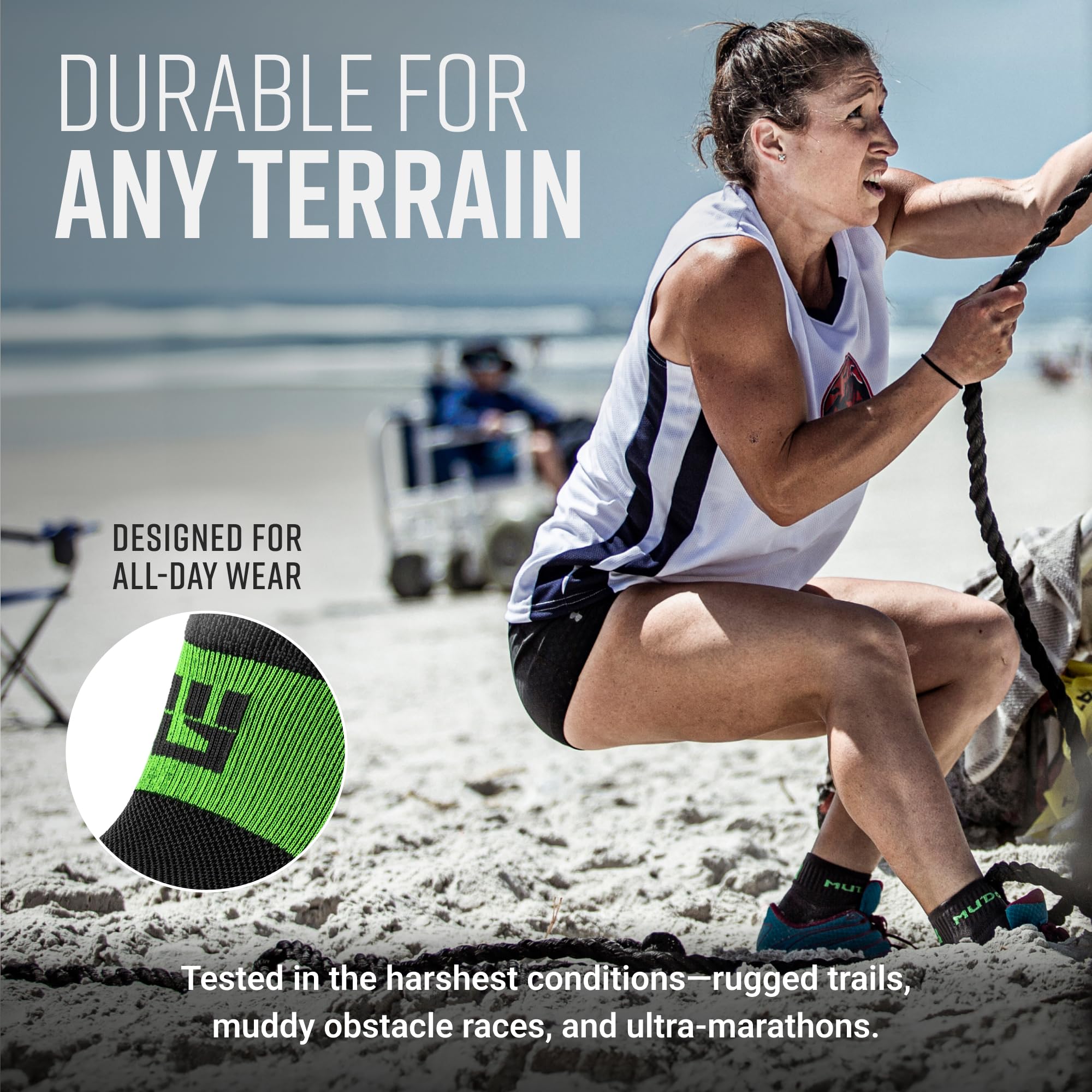 MudGear - Calcetines para trail running unisex, fabricados en EE. UU., 2 pares