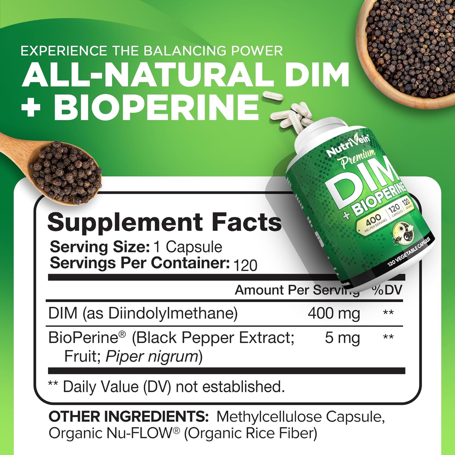 Nutrivein Premium DIM & Berberine Supplement Bundle: High-Absorption Berberine & DIM Supplement with Bioperine - for Hormonal Balance, Digestive Regularity, Metabolism, & Overall Wellness