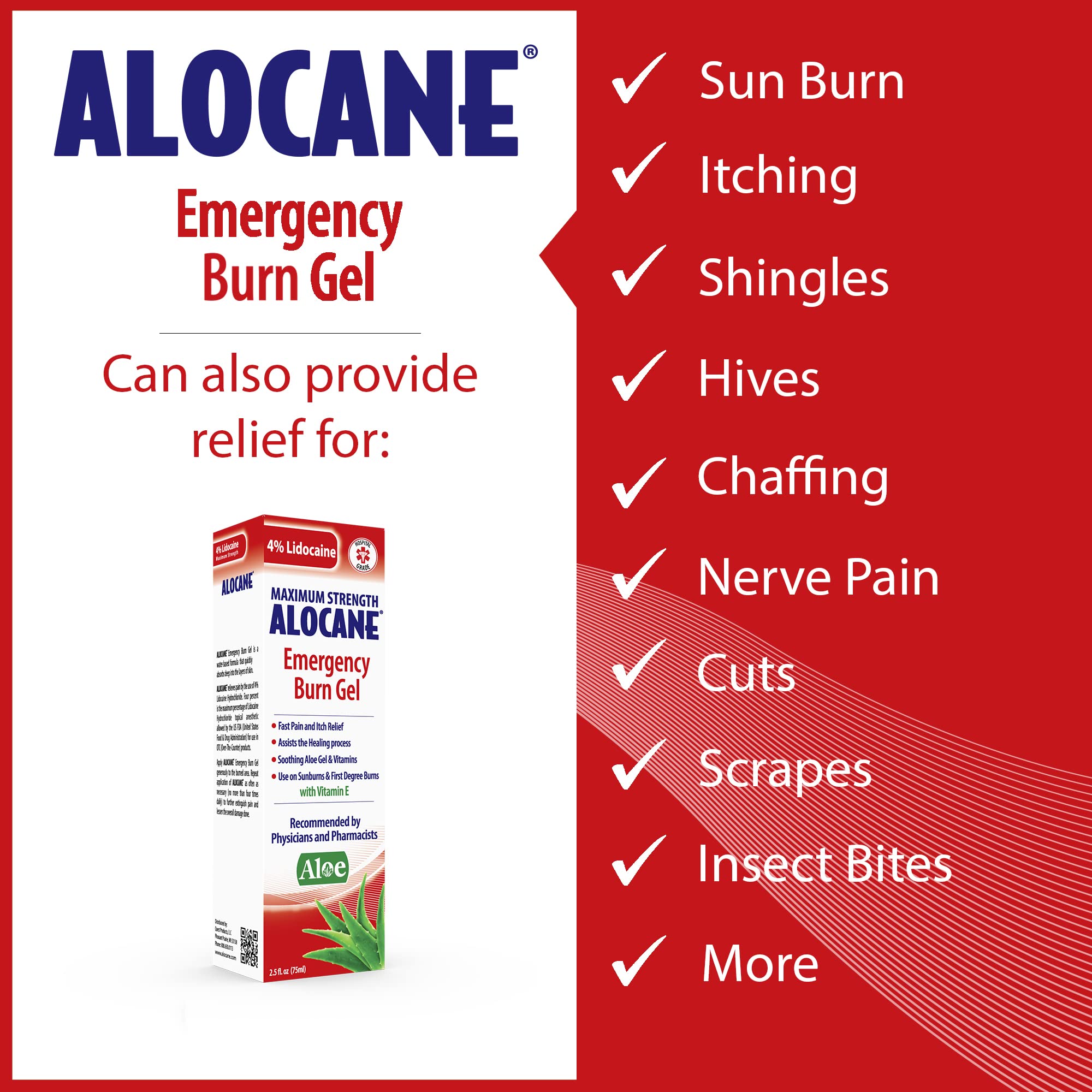 Buy Alocane Emergency Burn Gel, 4 Lidocaine Maximum Strength Fast Pain