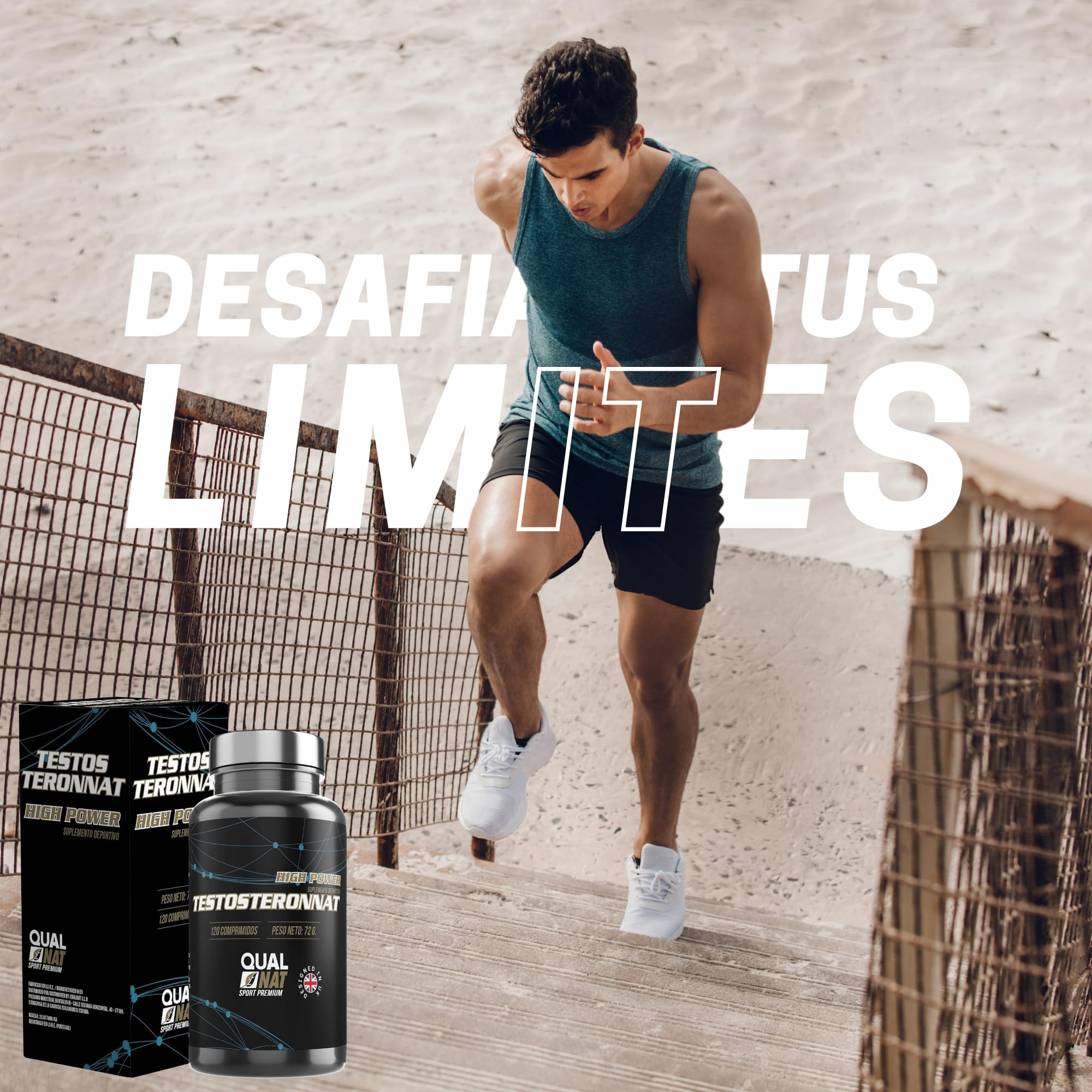 QUALNAT Testosterona Pura Maca + Zinc 240 Comprimidos para Aumentar Masa Muscular y Energía