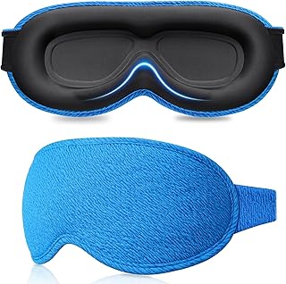 Gritin 100%Blackout Sleep Eye Mask for Women Men,Zero Eye Pressure Sleeping Mask-Ergonomic Design 3D Cutout Eye Movement and Eyelash Friendly Night Blindfold,Soft&Comfortable for Sleeping-Pacific Blue