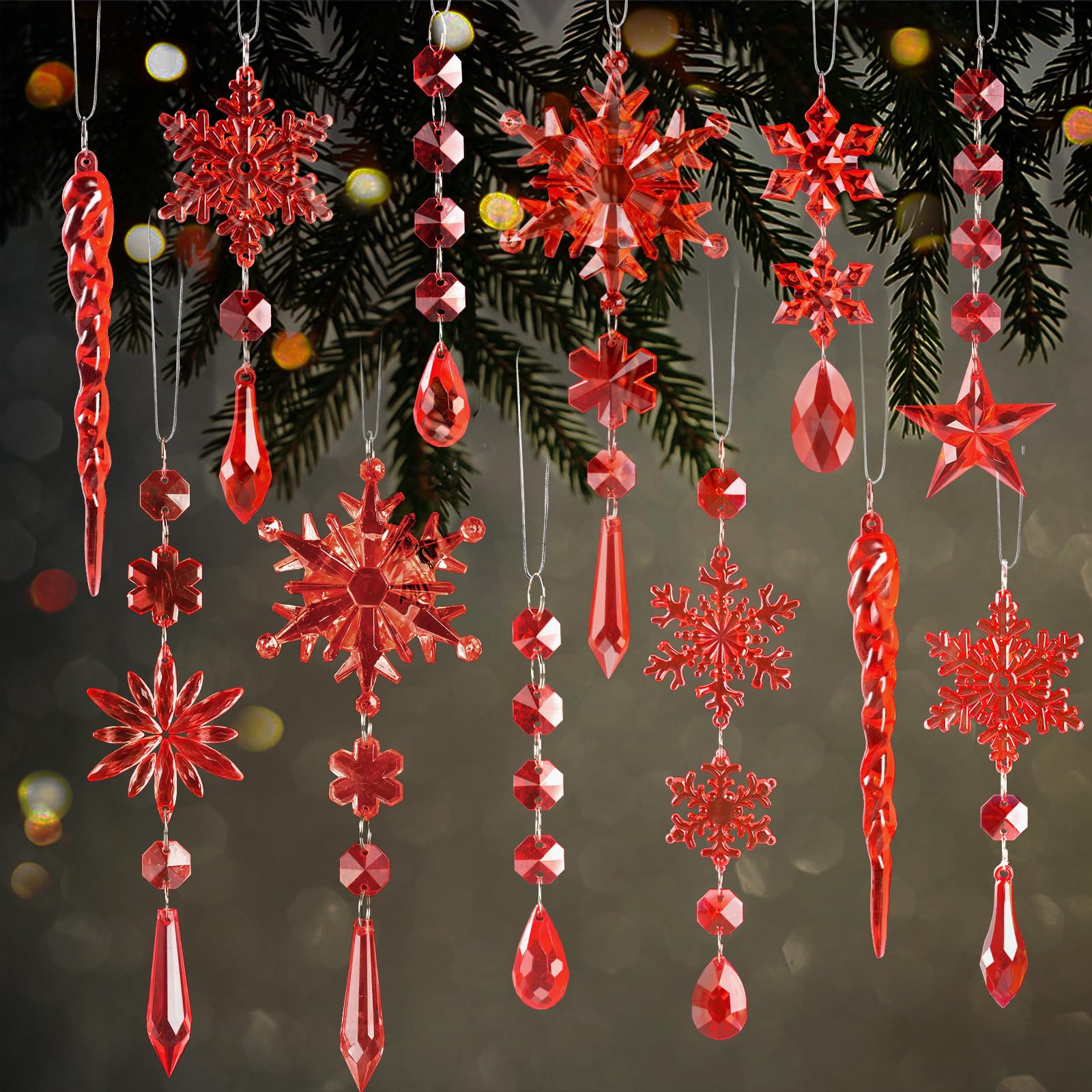 Crystal Christmas Ornaments for Tree Decorations, Winter Wonderland Party