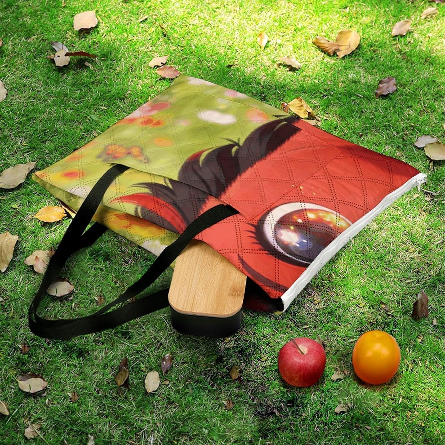 Red Black Horse Picnic Blanket with Zipper Water Resistant Sand Free Picnic Mat Washable Foldable Easy Carry Beach Blanket for Lawn Beach Hiking Camping