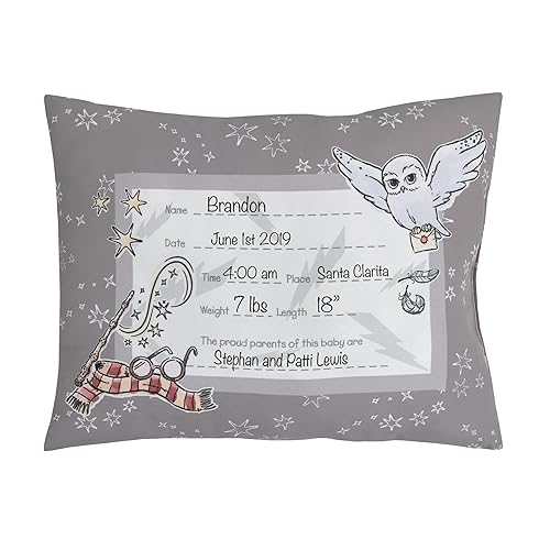 Vista 4 de Warner Brothers Harry Potter Magical Moments - Almohada decorativa de recuerdo gris y blanco
