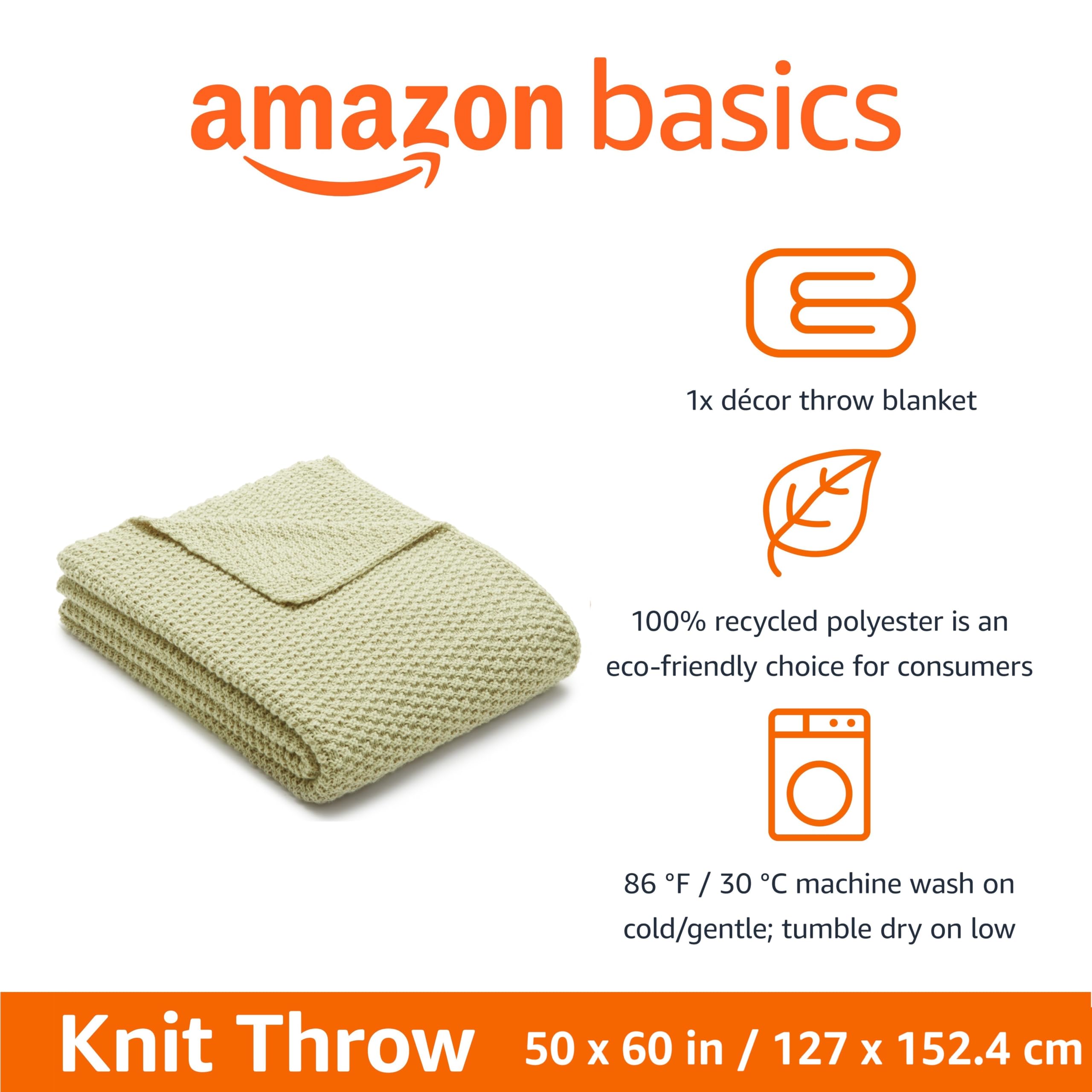 Amazon Basics Koc Dekoracyjny do Pomieszczeń, 127 × 152 cm, Szałwiowa Zieleń