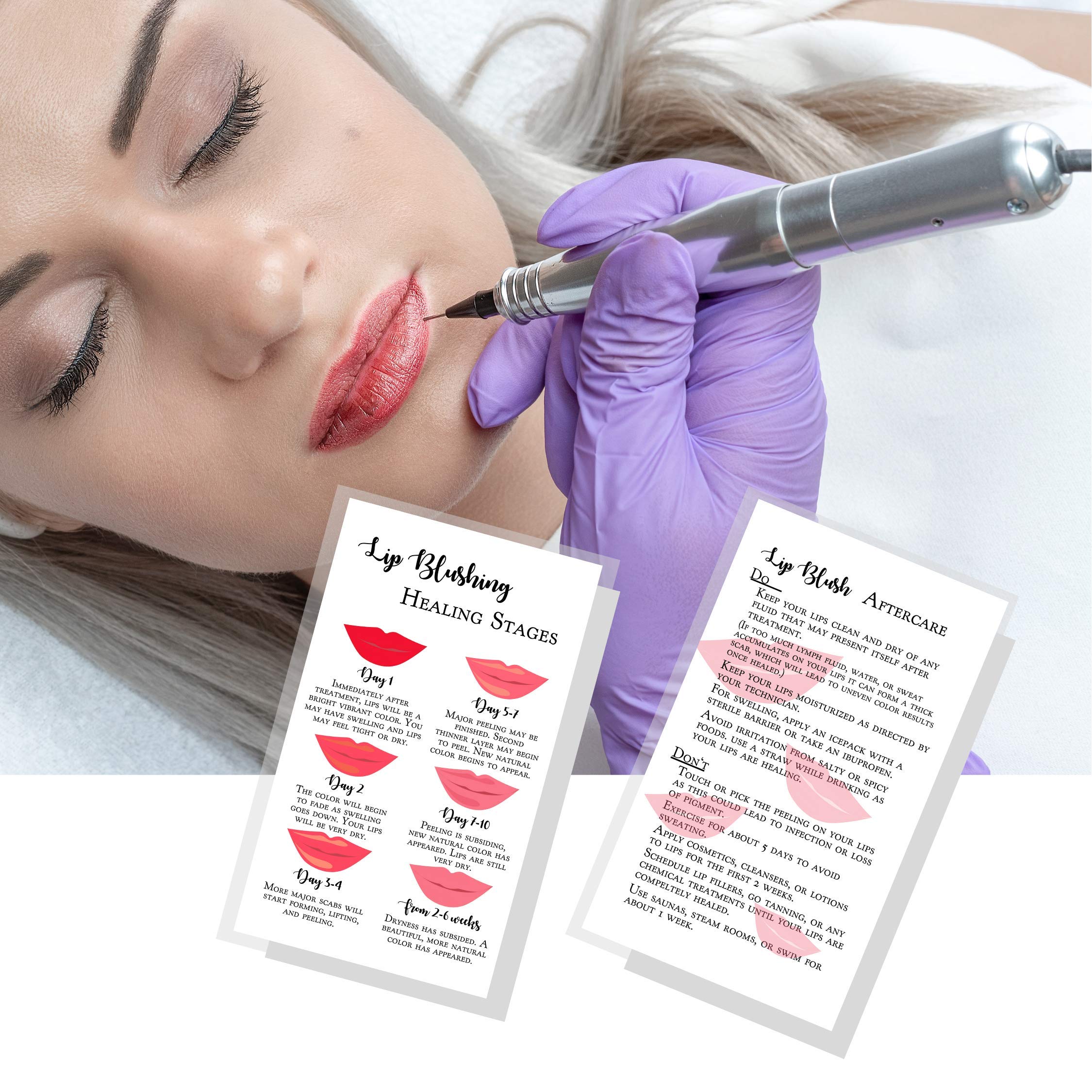 Buy Lip Blush Stages of Healing & Aftercare Instructions Cards