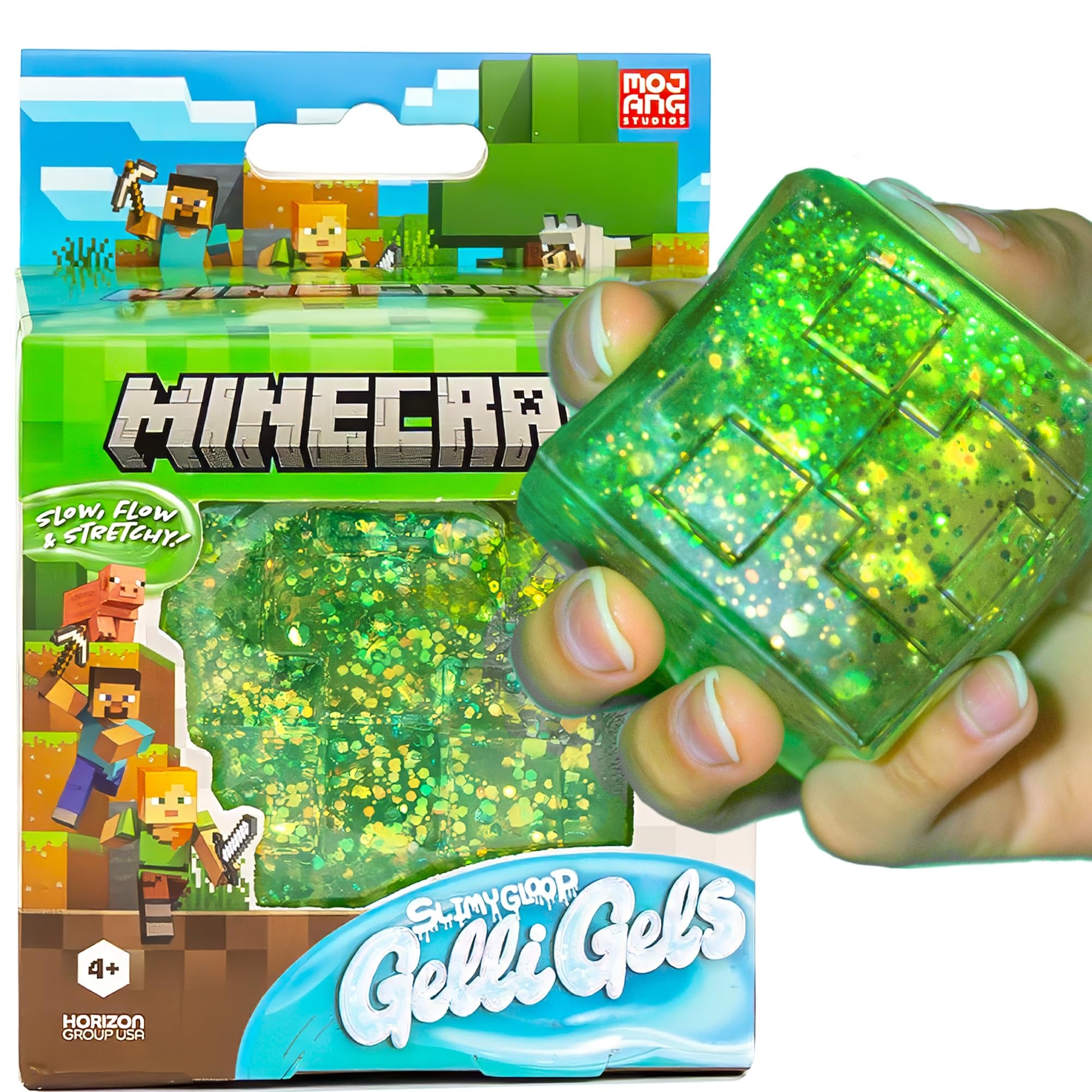 Horizon Group USA Minecraft SLIMYGLOOP Gelli Gels Creeper Green Slow-Flow Glitter Squishy Sensory Toy, 1 Count - main product image