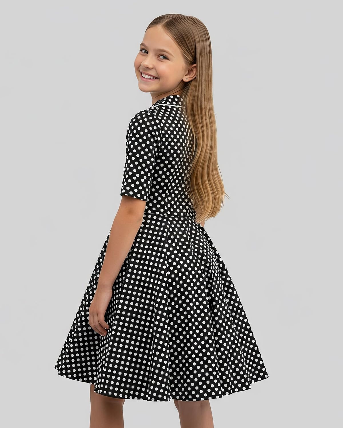 BlackButterfly Kids 'Sabrina' Vintage Polka Dot 50's Girls Dress - Image 5