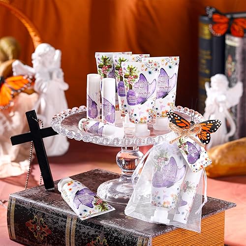 Miniatura 3 de Juego de 24 juegos de crema de manos cristiana y bálsamo labial, regalo cristiano para mujeres, loción de manos de tamaño de viaje, versículo