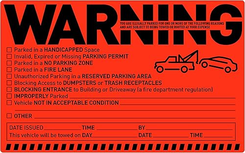 Easykart Calcomanías de infracción de estacionamiento, calcomanías de remolque para automóvil, vehículo, 50 unidades, calcomanías de advertencia de