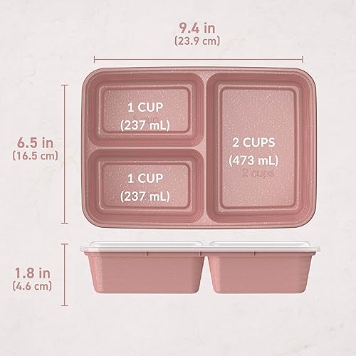 Miniatura 7 de Bentgo Prep - 20 recipientes reutilizables de 3 compartimentos para preparación de comidas con tapas, materiales libres de PFAS y BPA, duraderos,