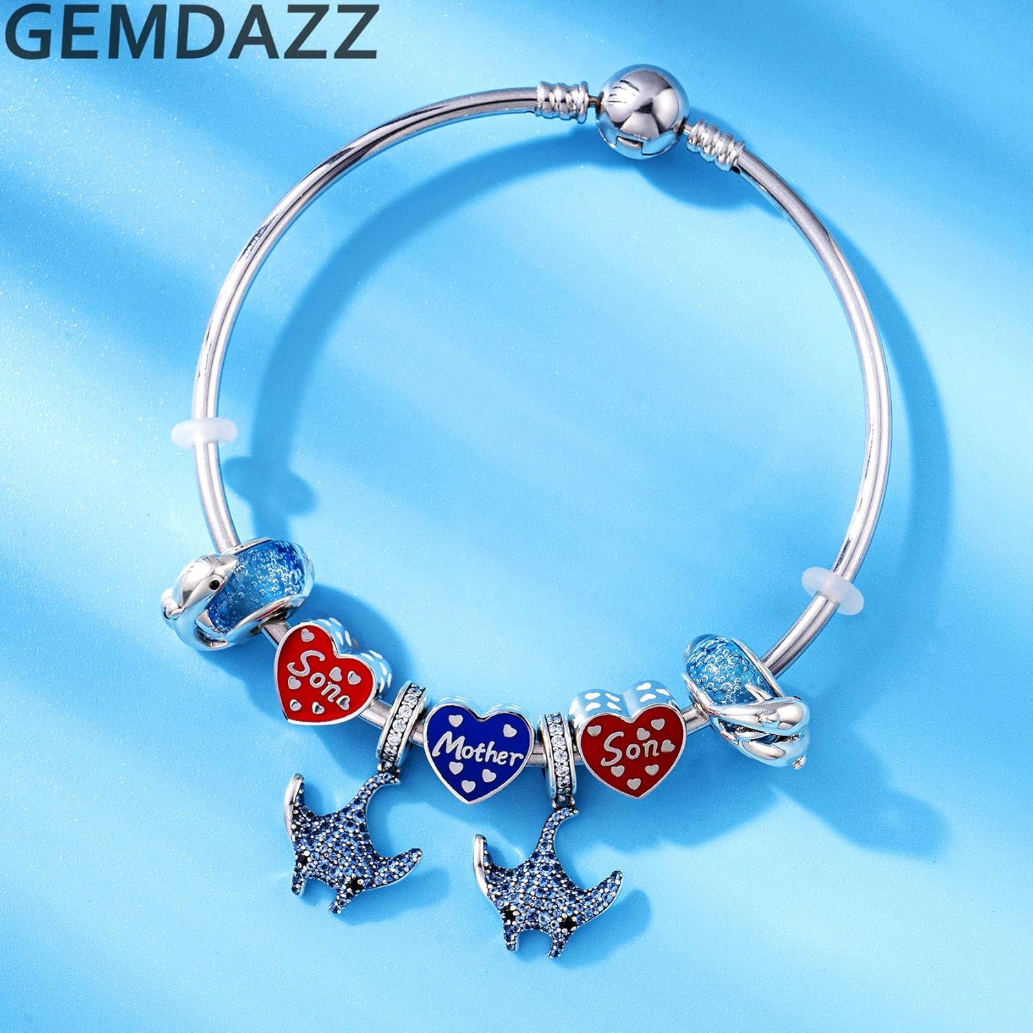GEMDAZZ Ocean Series Charm Collection Fit European Women Bracelets - 925 Sterling Silver Starfish Shell Devil Fish Beads and Pendant, Birthday Christmas Gifts for Friends/Marine Biologist - Image 3