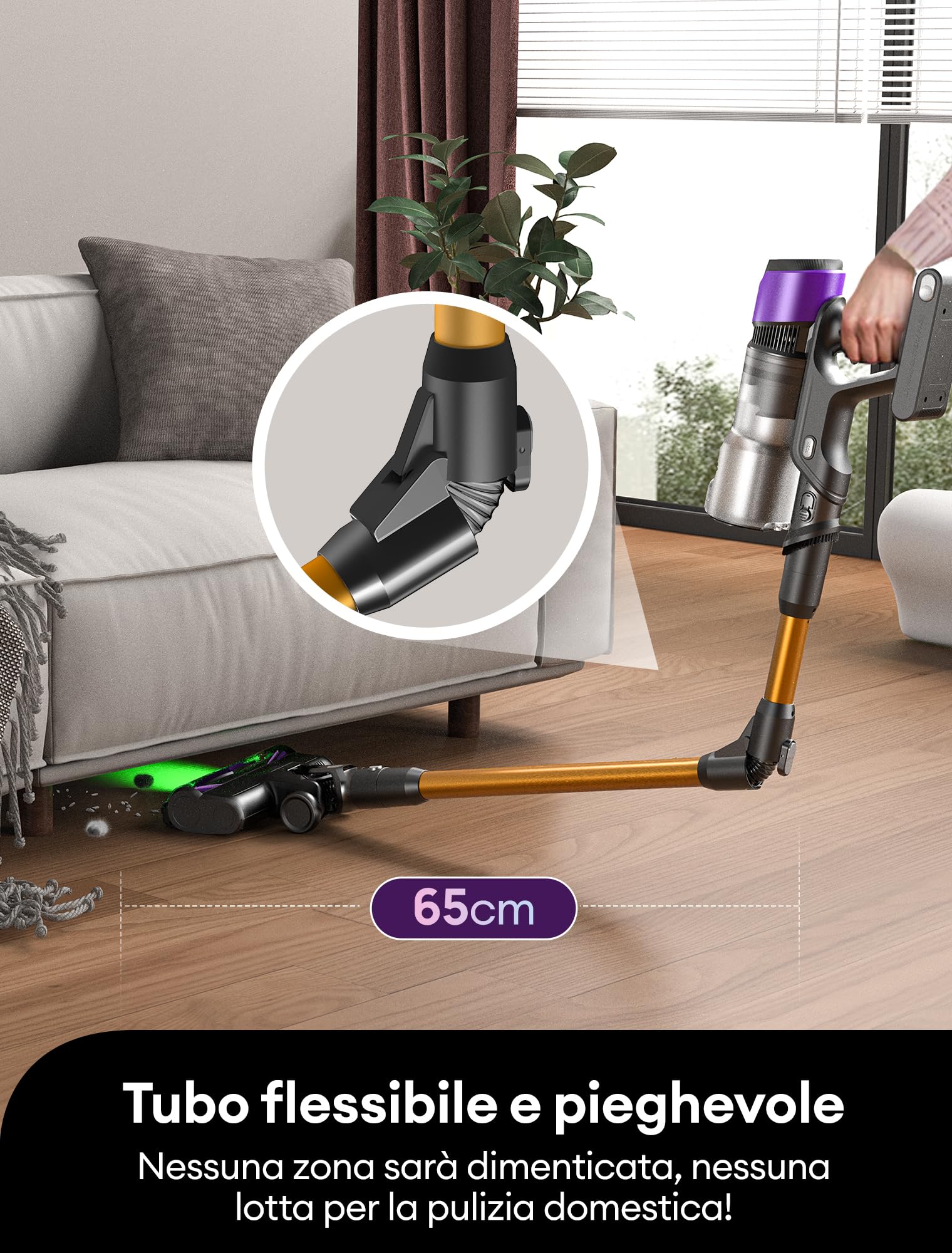 Ultenic U20 Aspirapolvere Senza Fili, 55KPA Autoportante Scopa Elettrica Senza Fili, Spazzola Aggiornata Anti-Grovigli, Aspirapolvere Potente da 60 Minuti,Potente per Pavimenti/Tappeti/Pelo di Animali