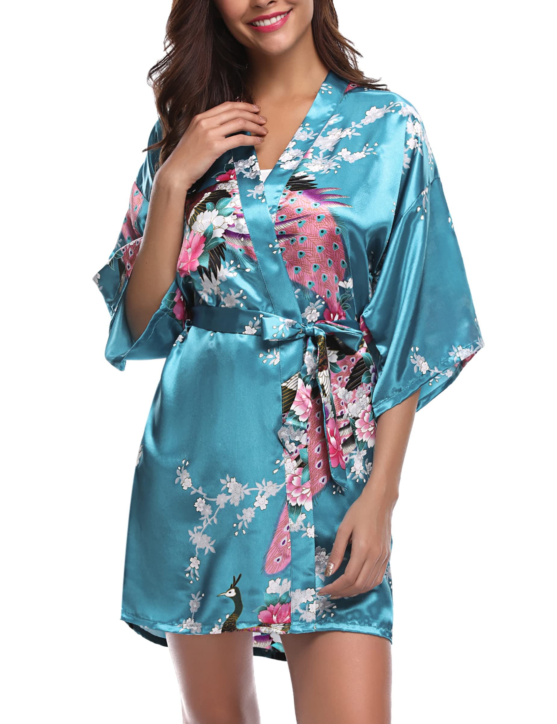 Migcaput Kimono Bata para Satin Mujer Sexy Bata dama de Honor Verano Corto Bata Novia Albornoces para Mujer