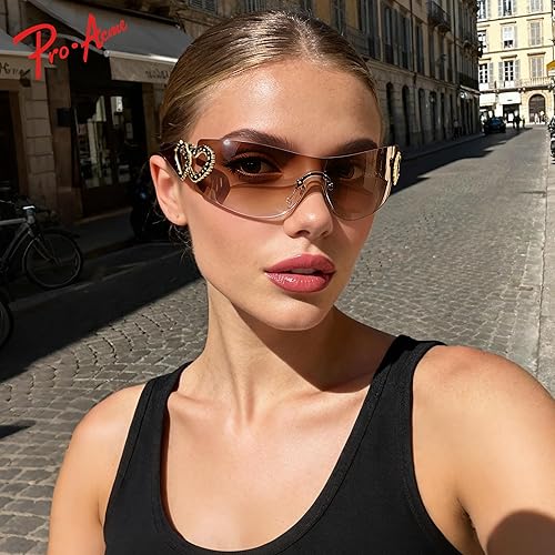 Miniatura 2 de Pro Acme Gafas de sol envolventes sin montura para mujeres y hombres, de gran tamaño, a la moda, gafas de sol futuristas, sombra fresca de moda del