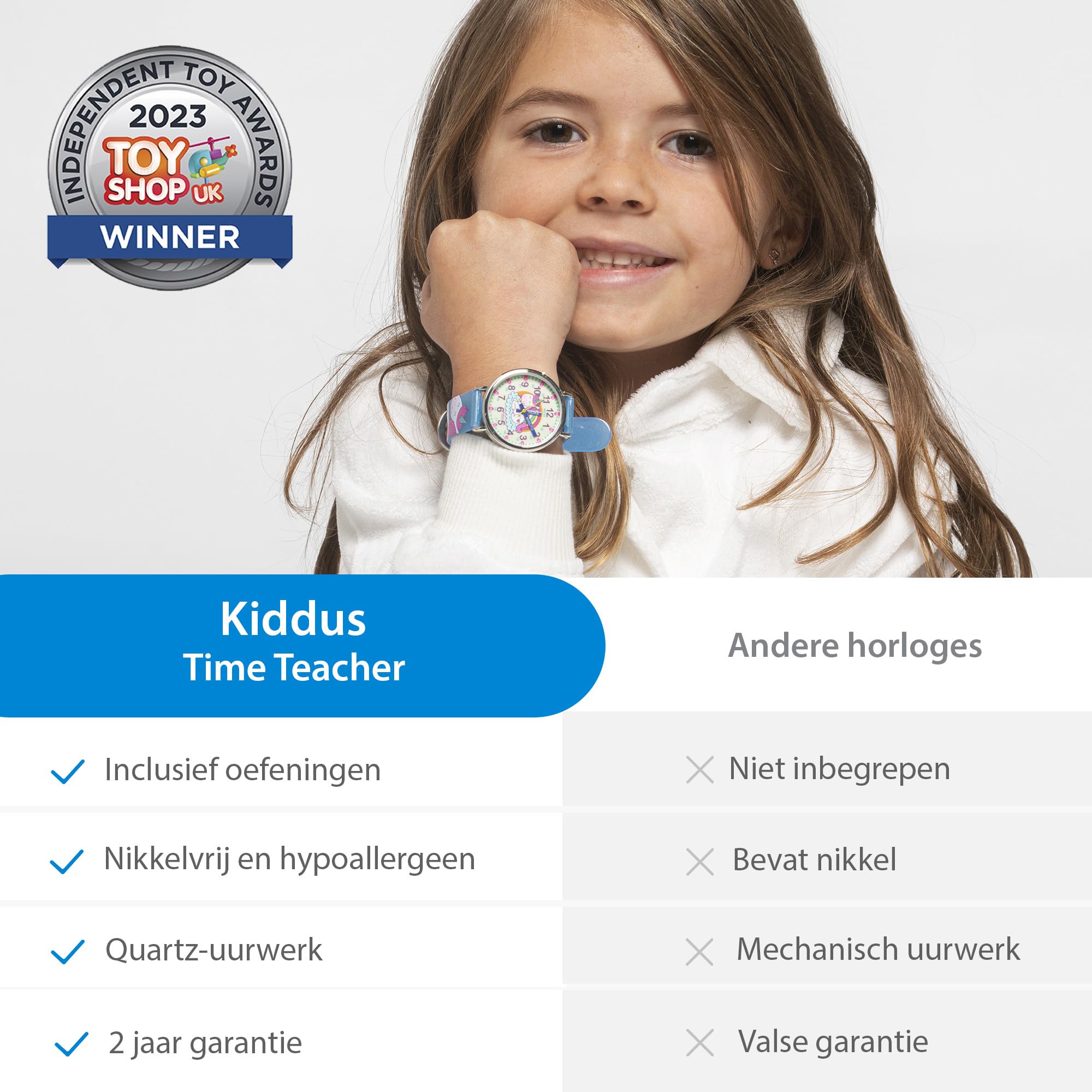 Kiddus Montre Enfant Éducative Analogique, Fille et Garçon Dès 5 Ans | Turquoise, 3ATM uniquement éclaboussures, aiguilles classiques et grands chiffres lisibles