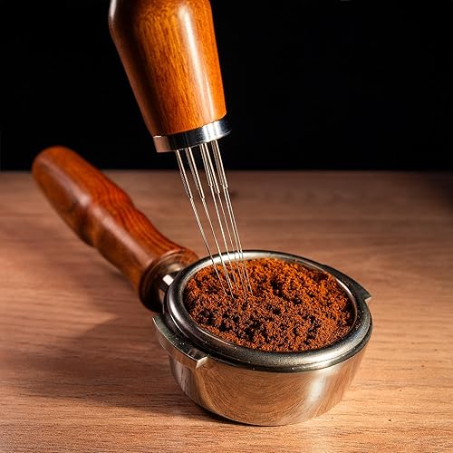 Miniatura 3 de WDT Tool Espresso - Agitador de café espresso profesional - Acero inoxidable 8 agujas 0.014 in - Mango de madera natural tipo aguja - Soporte de