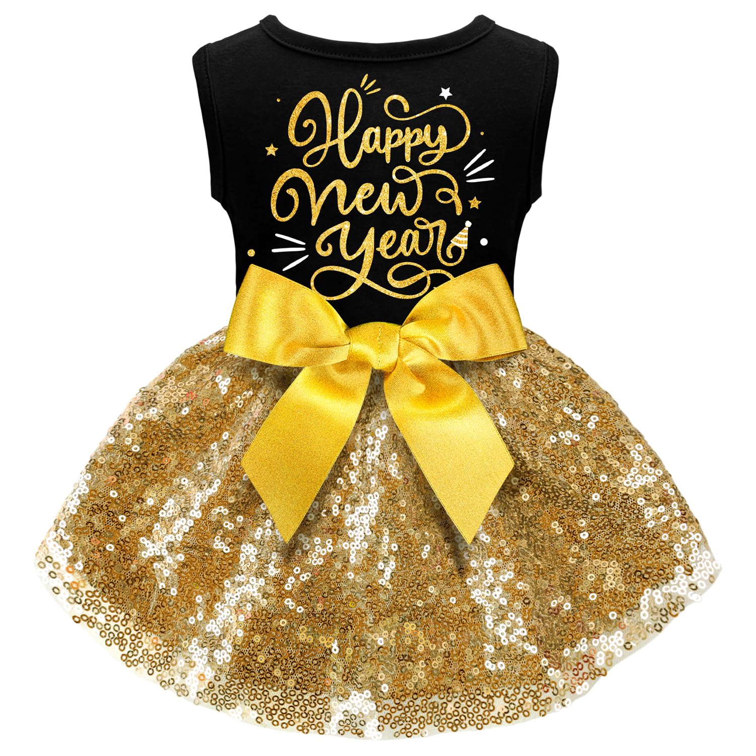 Dog Happy New Year Outfit Dog Dress New Years Pet Costumes for Dogs Funny Puppy Dress with Bow for Small Medium Dogs Girls Cats