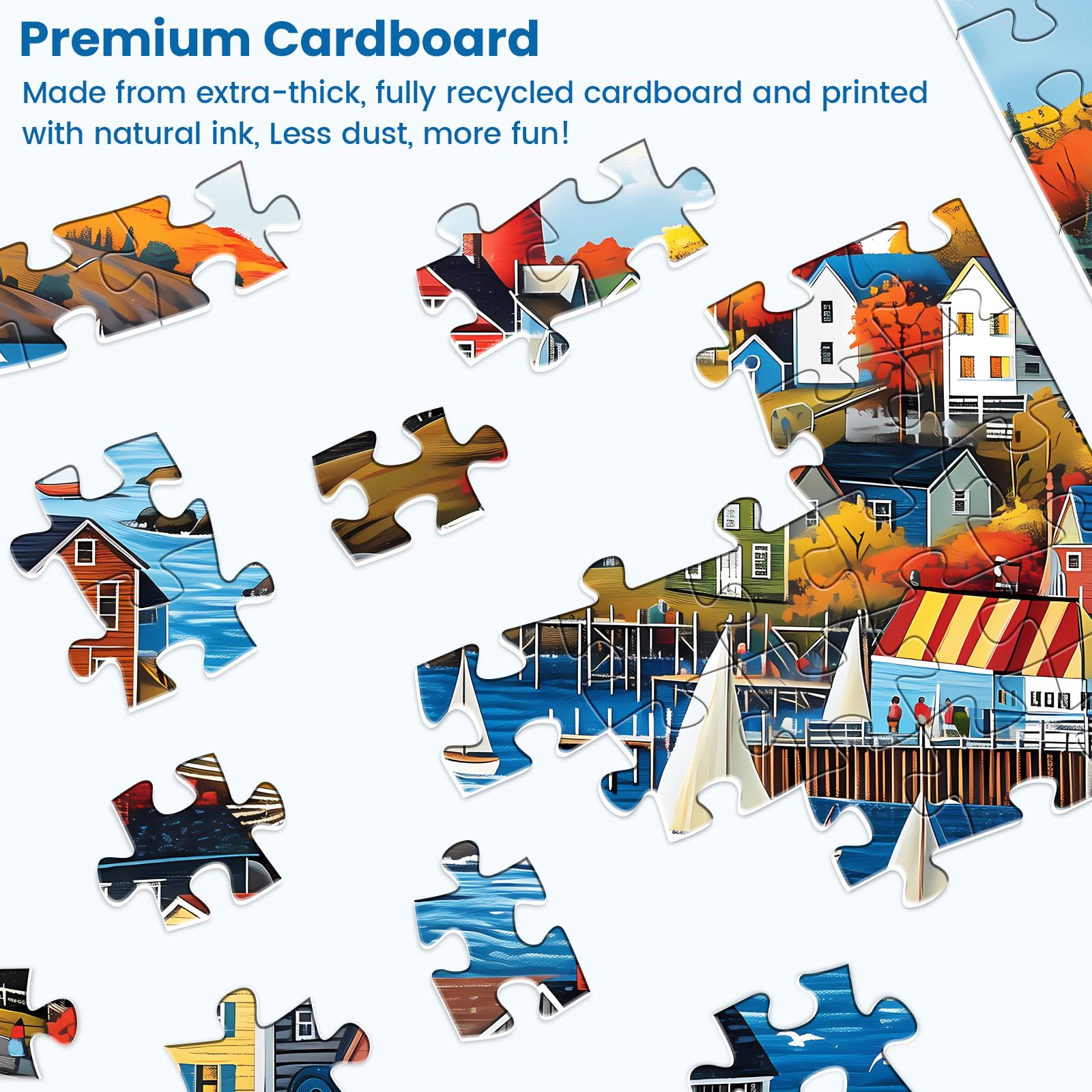 300 Pieces Puzzle for Adults | Town in Autumn Puzzle | Recycled Cardboard Large Piece Jigsaw Puzzles 300 Pieces | Challenging Game Home Decor Birthday Party Gift Toy for Adults Kids Seniors 20.5*15 in