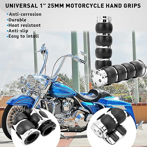 Miniatura 3 de DREAMIZER 25.4MM Motorcycle Handlebar Grips 1 inch Compatible with Honda Shadow Spirit 750 Valkyrie Fury VTX1300 VTX1800 VT400 VT750 VT1100 - Smooth