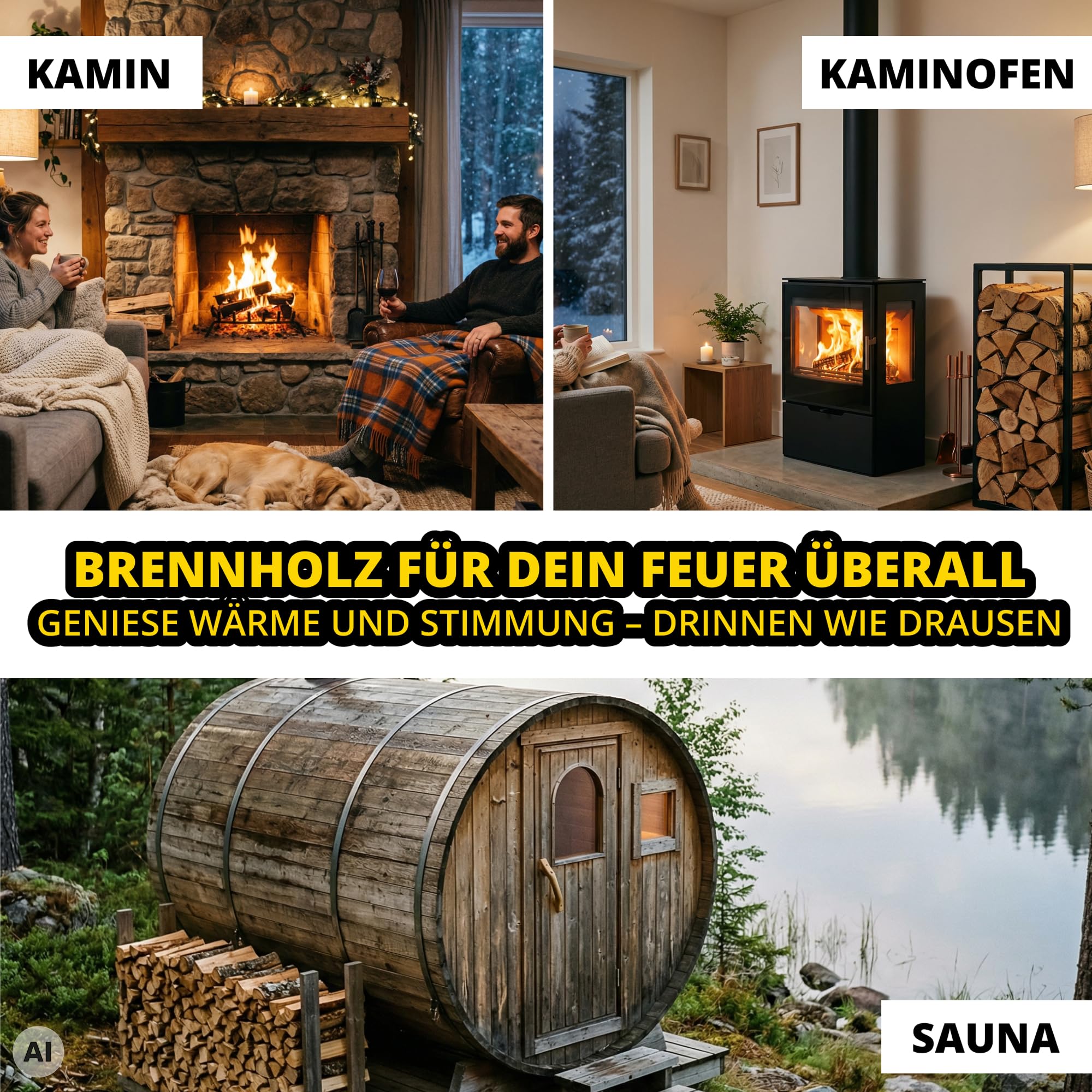 Brennholz Eichenholz Kaminholz - Grillholz 25 cm 60 kg | Hartholz Eichen Feuerholz | Holz für Grill Kamin Smoker Ofen | Firewood (60 kg)