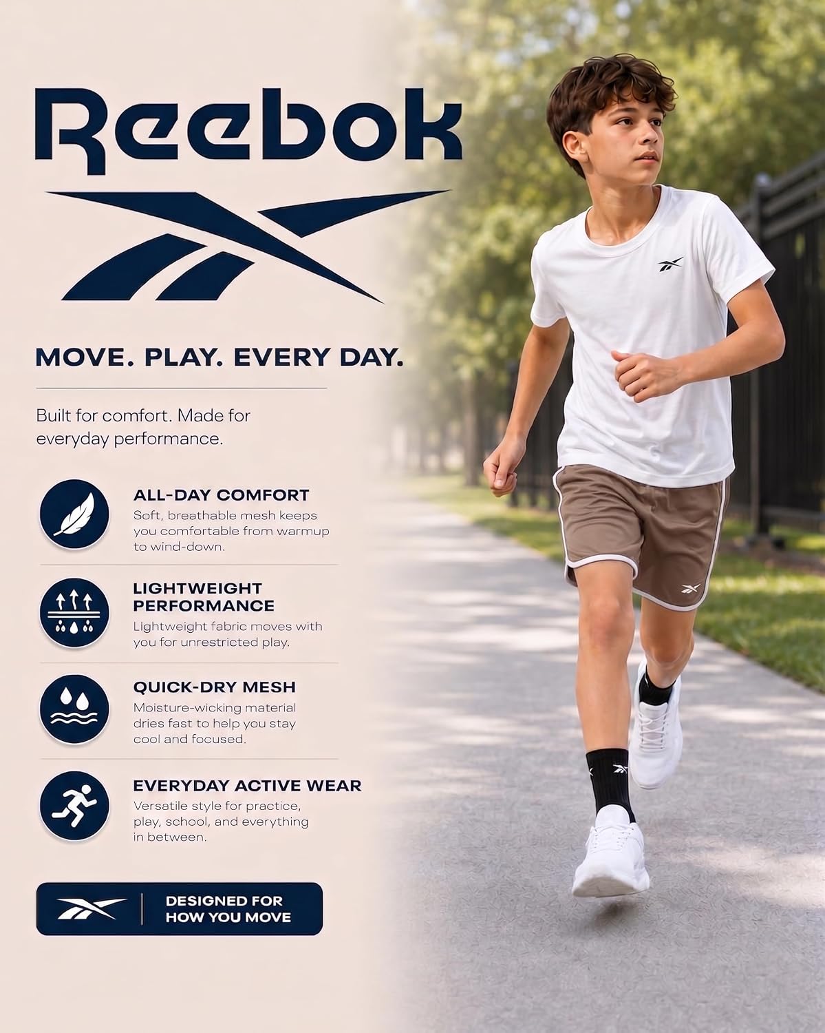 Reebok Boys Athletic Shorts - 1 Pack or 2 Pack Breathable Mesh Athletic Shorts for Boys for Basketball Running and Play