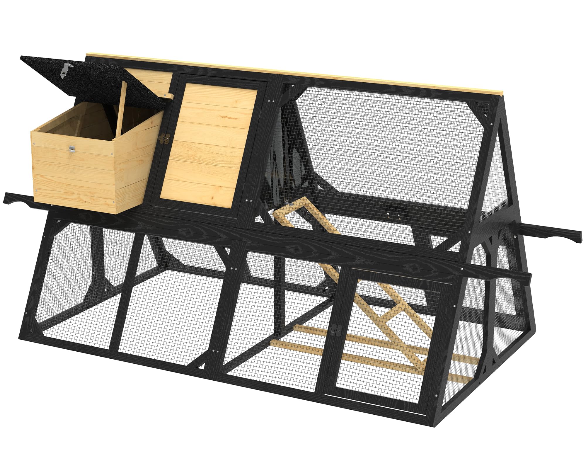 TIMHAKA A-frame wooden chicken coop with run and nesting boxes in yellow and black