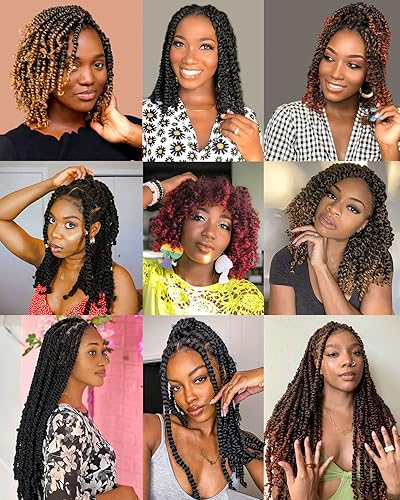 Miniatura 7 de Pelo Passion Twist de 8 pulgadas, trenzas de ganchillo pretrenzadas, paquetes de 8 paquetes (1Bnegro natural)