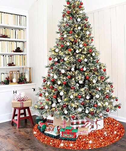 Miniatura 37 de Falda de árbol de Navidad negra de 46 pulgadas, falda de árbol de Navidad con lentejuelas de terciopelo suave, falda de árbol de Halloween