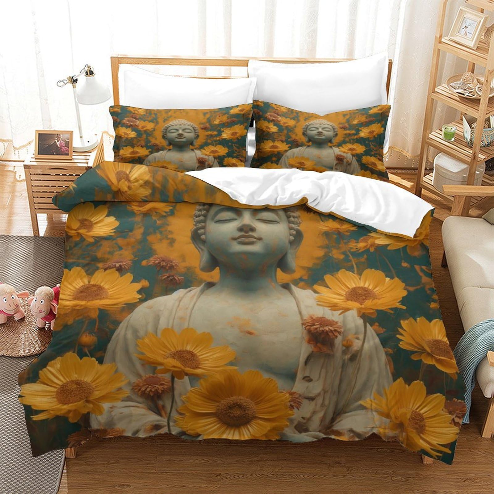 Housse de couette 140x200 cm avec 2 taies d'oreiller en microfibre douce pour lit simple
