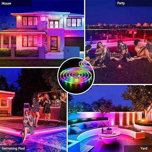 Miniatura 8 de Tira de luces LED solares al aire libre, SMD 5050 luces LED RGB accionadas por energía solar, luces de cuerda impermeables IP67