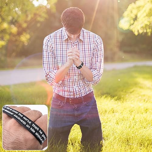 Miniatura 3 de Paquete de 32 pulseras de silicona cristianas con versículo bíblico, pulsera religiosa de silicona, fortaleza, fe, esperanza, fe, hombres, mujeres,