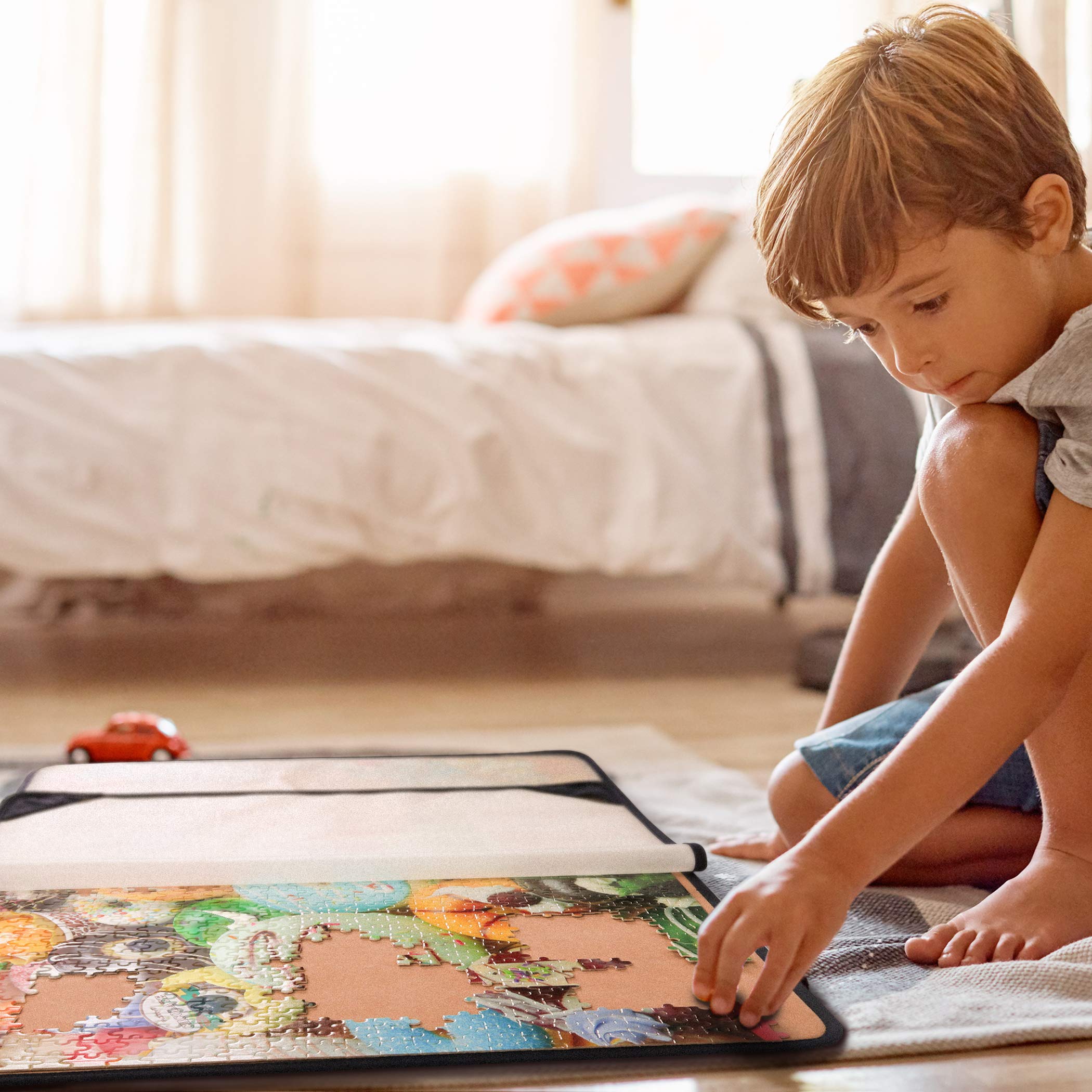 Tektalk Planche à puzzle avec couvercle anti-poussière pour rangement de puzzle, surface antidérapante (kaki, jusqu'à 1500 pièces)