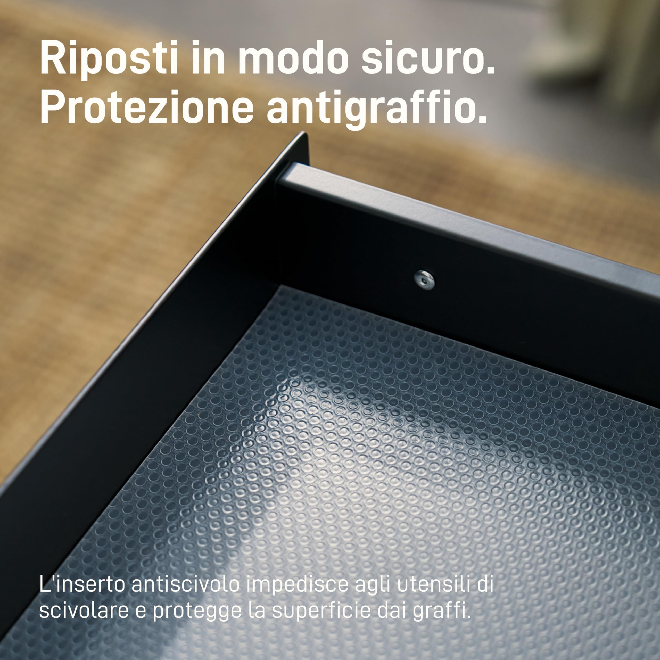 Natural Goods Berlin EXPERT - Cassetto in metallo nero con tappetino antiscivolo – 55 x 25 x 5 cm – Sottomano cassetto cassetto cassetto scrivania Under Desk Drawer cassetto scrivania