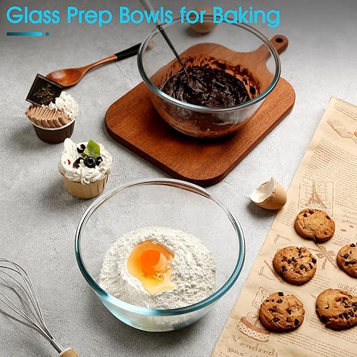 Miniatura 6 de NUTRIUPS Tazones de vidrio profundo para mezclar de 7 pulgadas, cuencos de vidrio transparente de 54 onzas para cocina, juego de 2