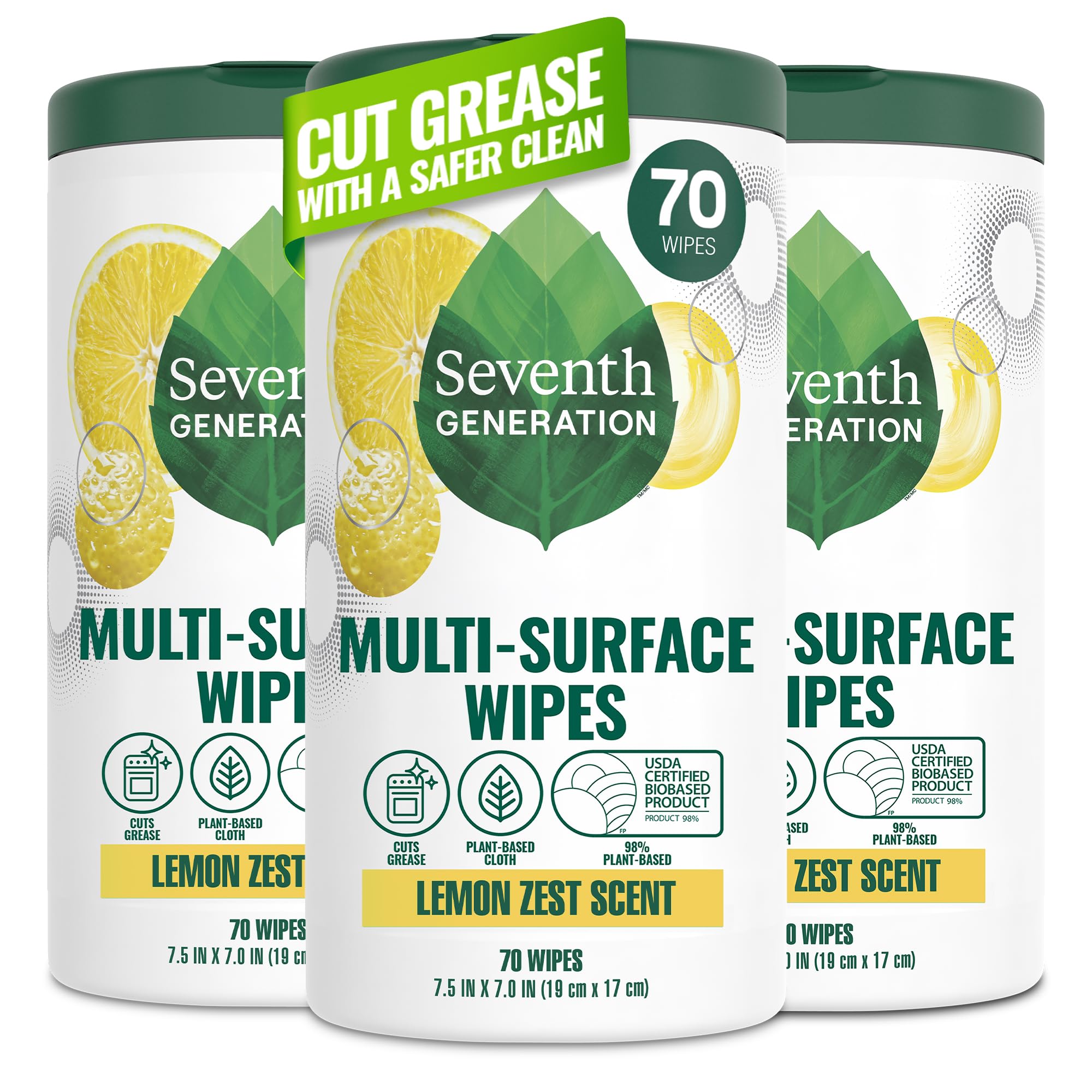 Amazon.com: Seventh Generation Multi Surface Wipes, Pack of 3, for