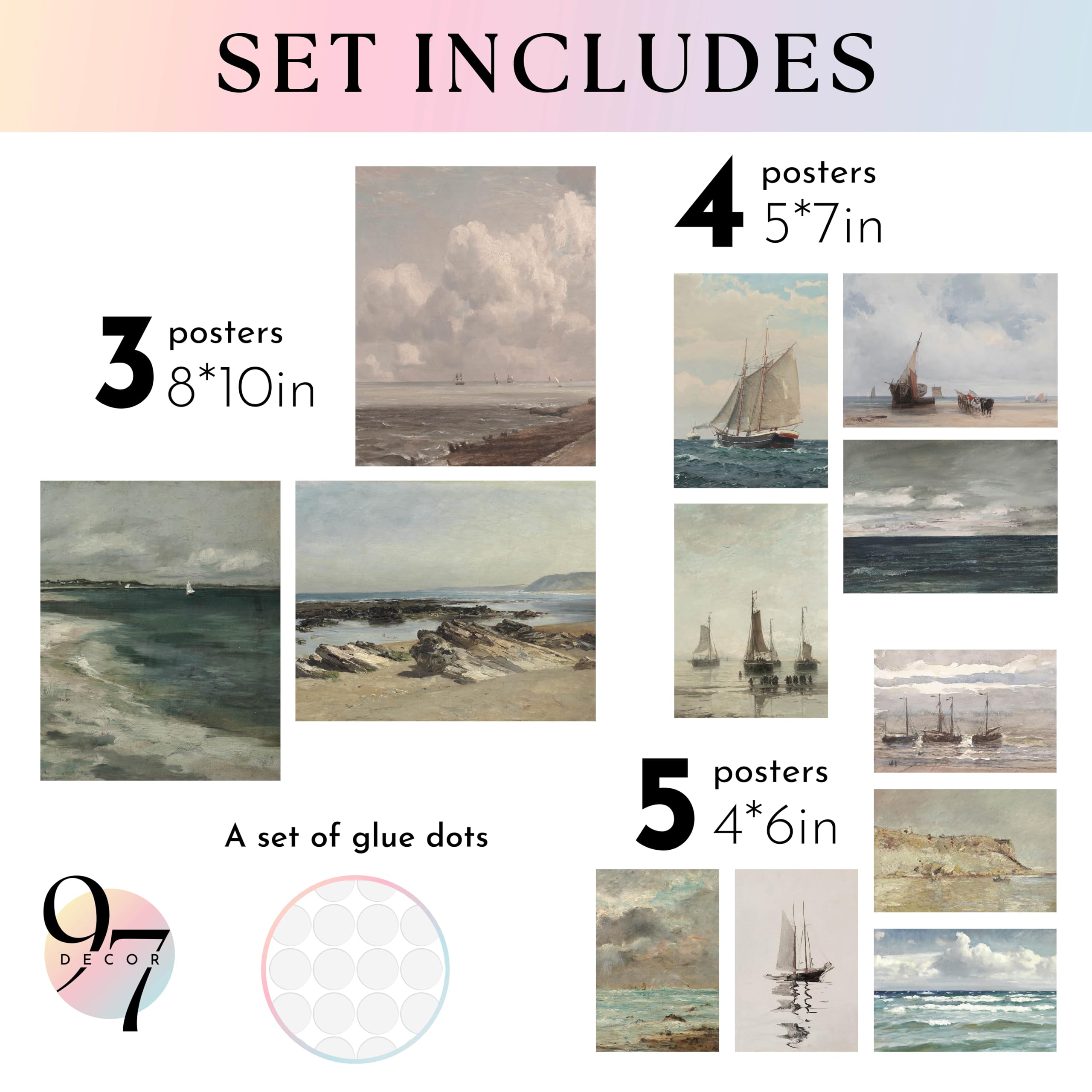 Amazon.com: 97 Decor Coastal Vintage Wall Art - Large Seascape